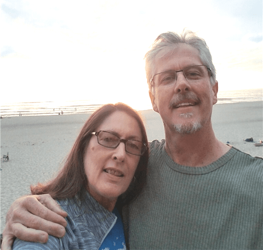 A happy couple at a beach